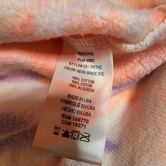 NWT RE/DONE Hanes 70s Neon Space Dye Cotton 1/4 Zip Sweatshirt Size Medium - Picture 12 of 16